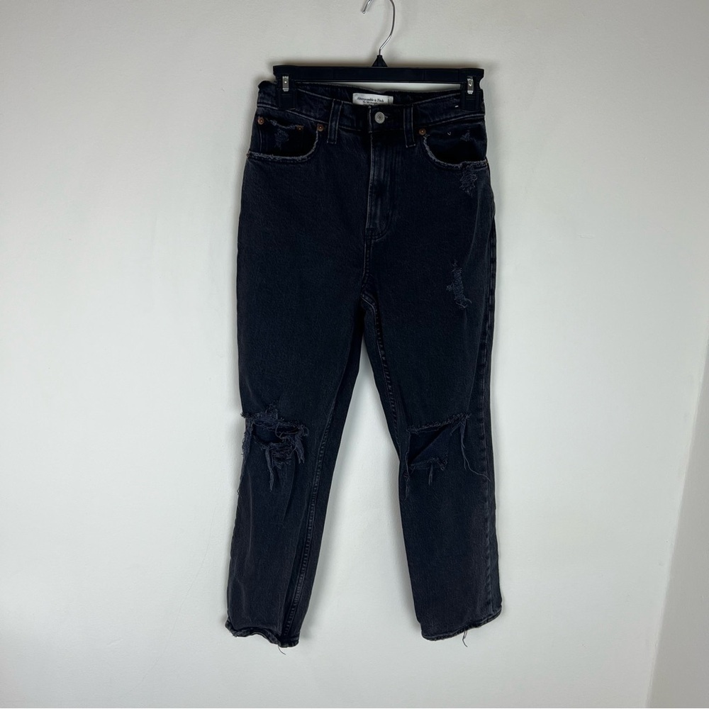 Abercrombie & Fitch Curve Love 90s Straight Jeans Distressed Size 25 Extra Short - Picture 6 of 9